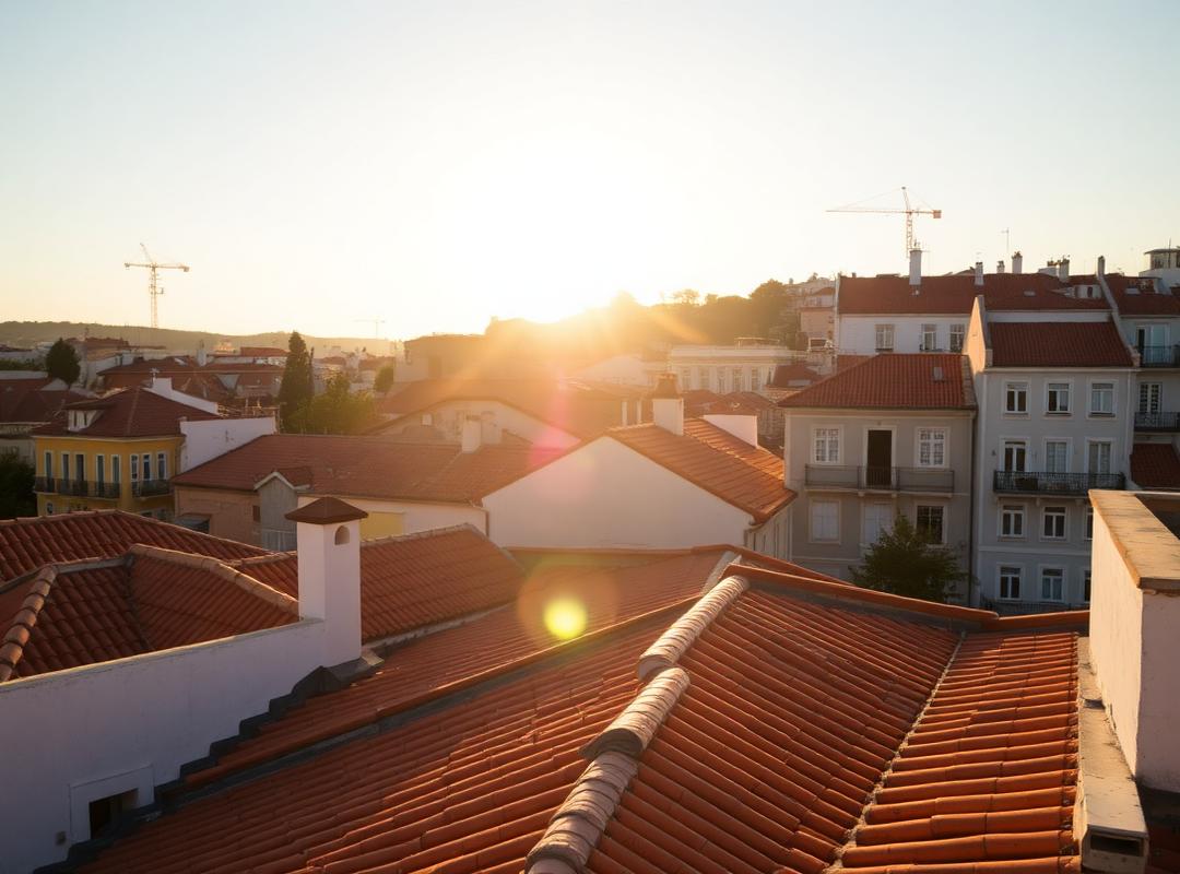 Toits de Lisbonne au coucher du soleil